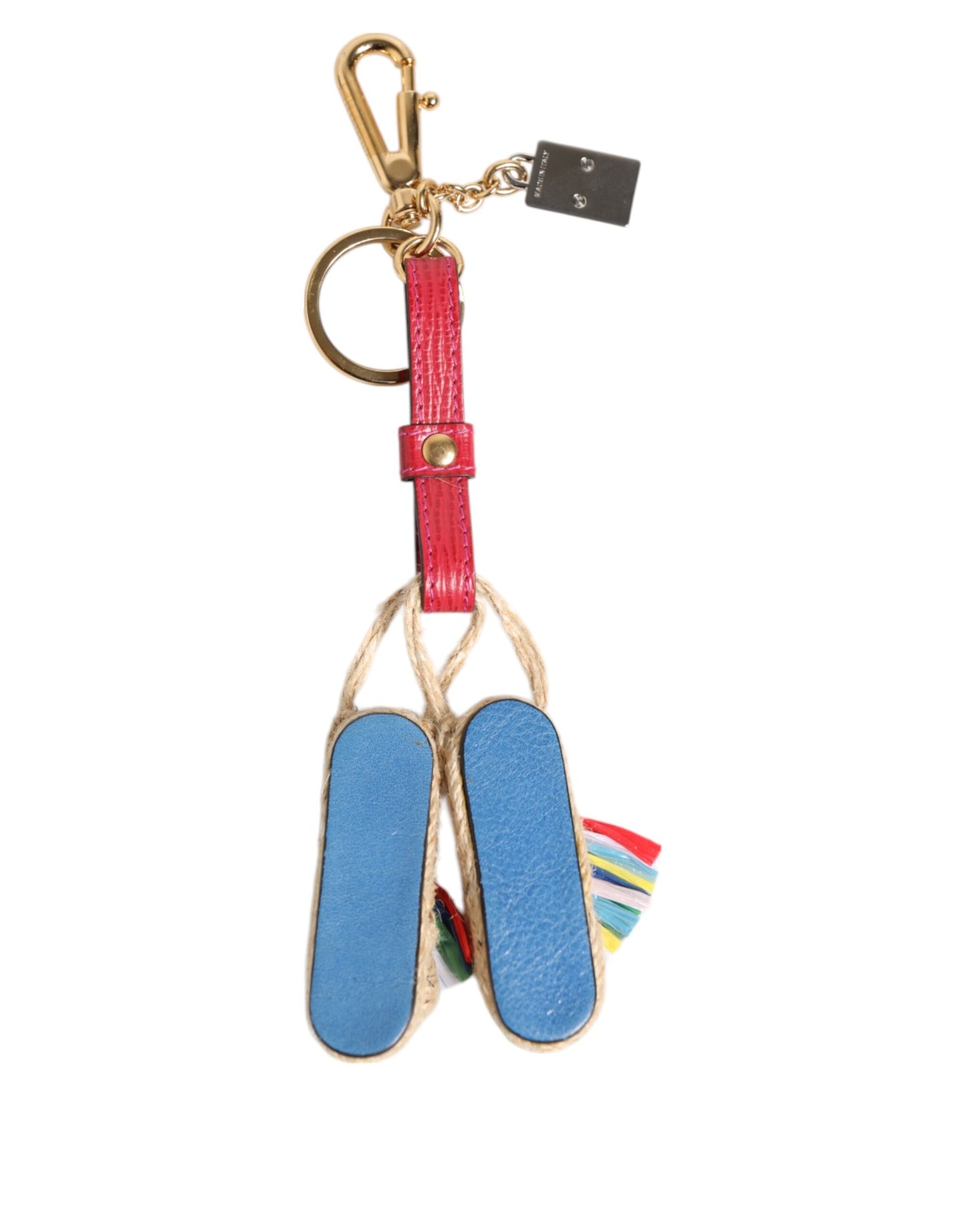 Dolce & Gabbana Red Yellow Mini Espadrille Style Charm Keychain Keyring