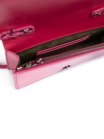 Ferrari Metal Pink GT patent leather bag with chain
