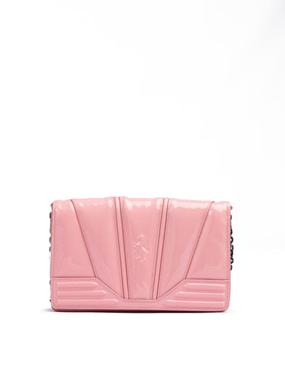 Ferrari Pink GT patent leather bag with chain