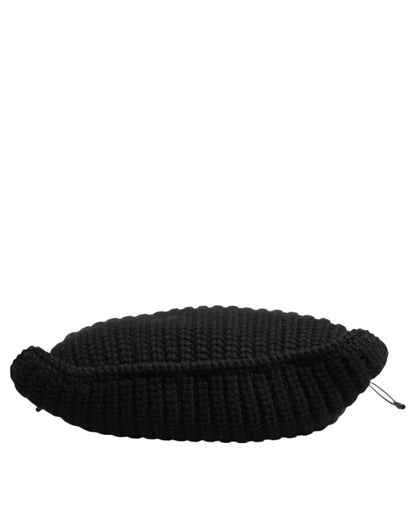 Dolce & Gabbana Black Cashmere Knitted Leather Shoulder Women Borse Bag