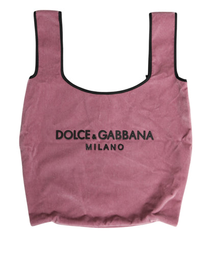 Dolce & Gabbana Pink Cotton Velvet DG MILANO Shoulder Shopping Borse Bag