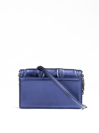 Ferrari Metal blue GT patent leather bag with chain