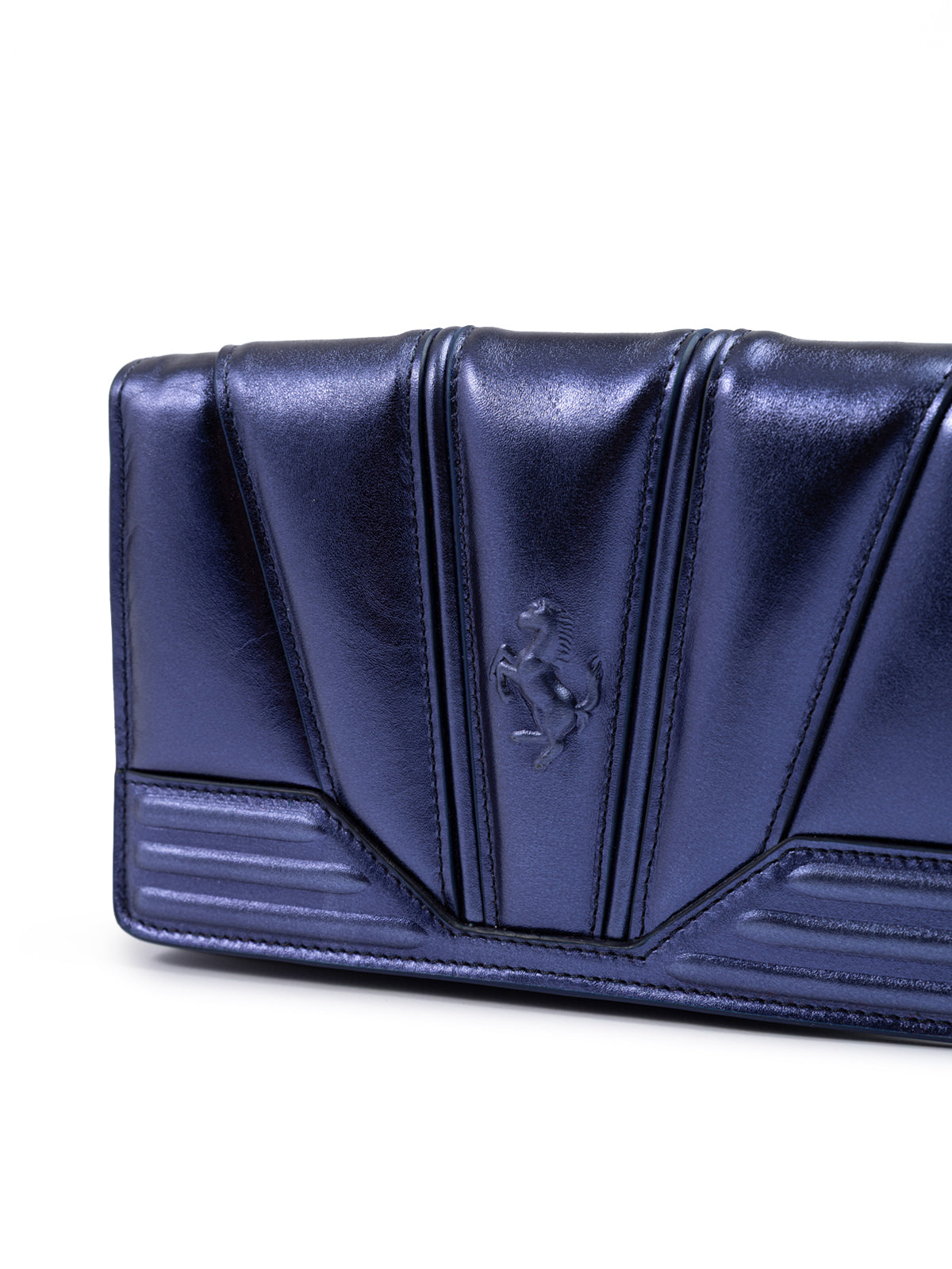 Ferrari Metal blue GT patent leather bag with chain