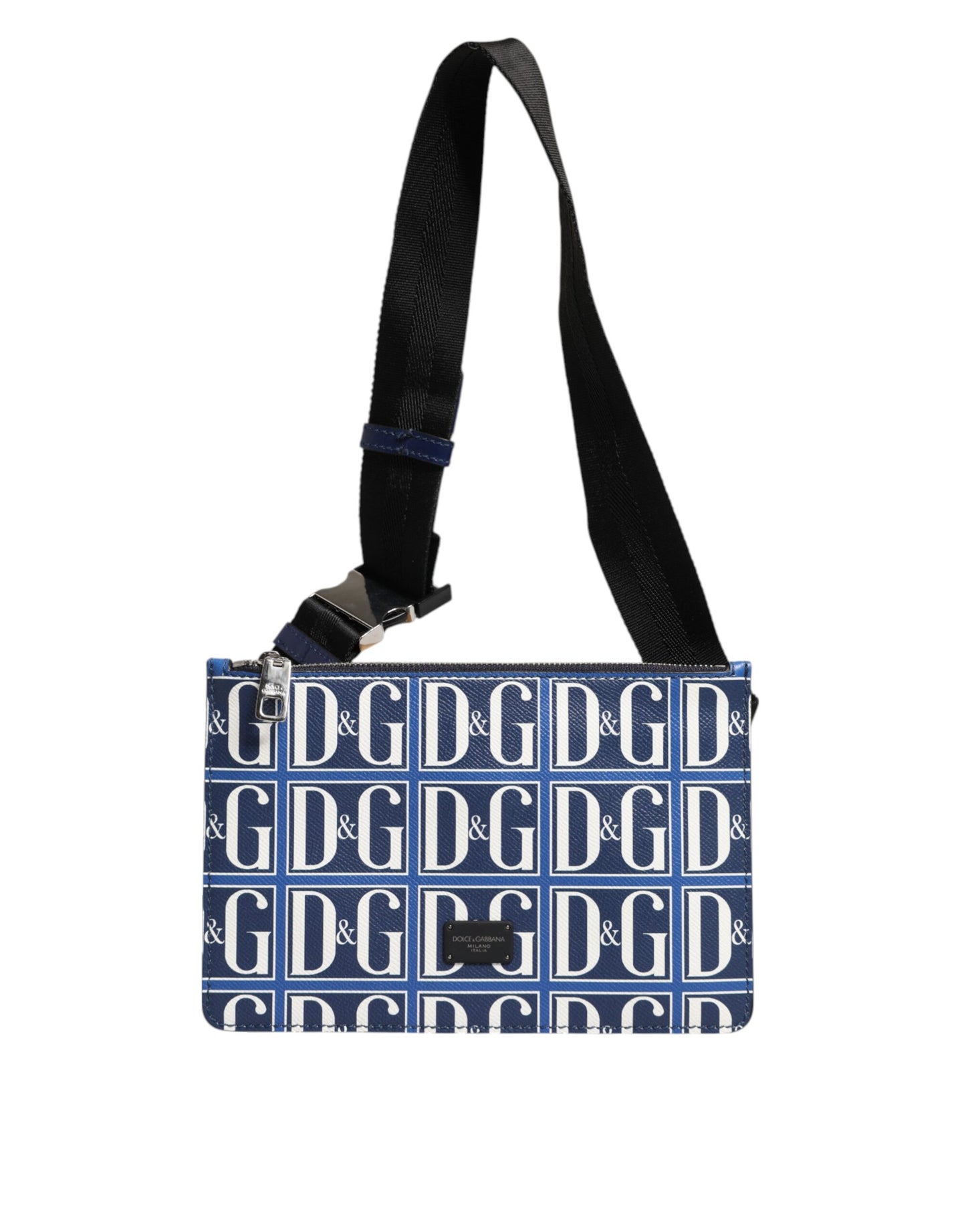 Dolce & Gabbana Blue White Leather D&G Logo Plaque Crossbody Borse Bag