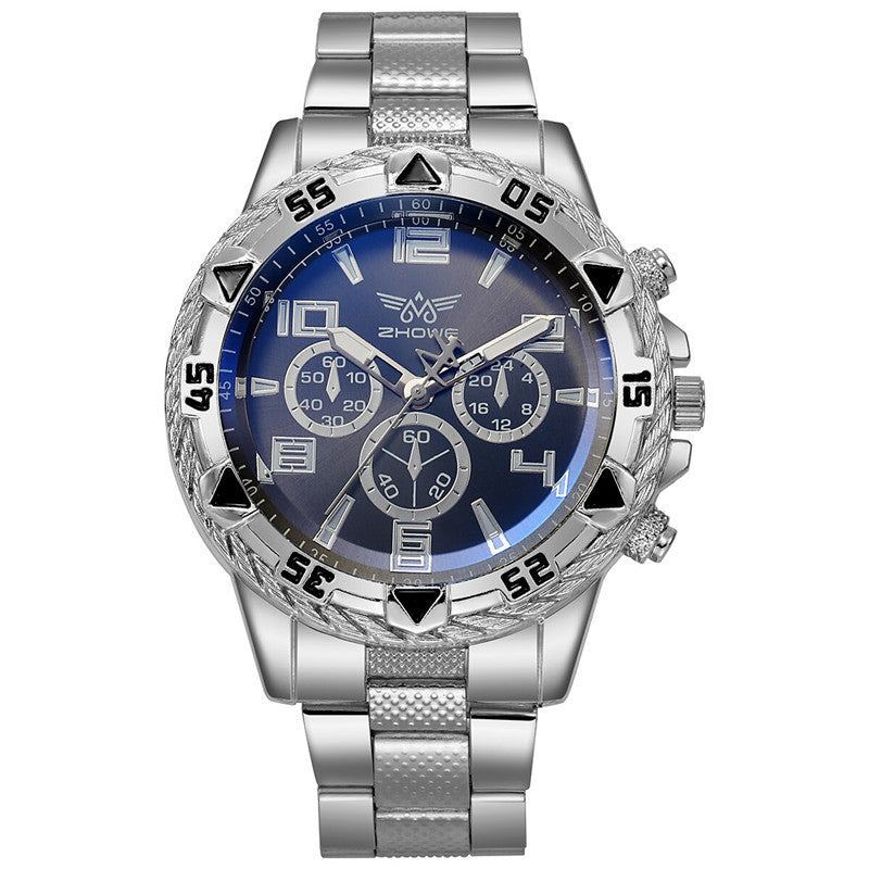 Reloj deportivo casual para hombre, correa de acero, reloj de cuarzo, esfera grande.
