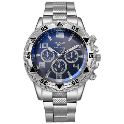 Reloj deportivo casual para hombre, correa de acero, reloj de cuarzo, esfera grande.