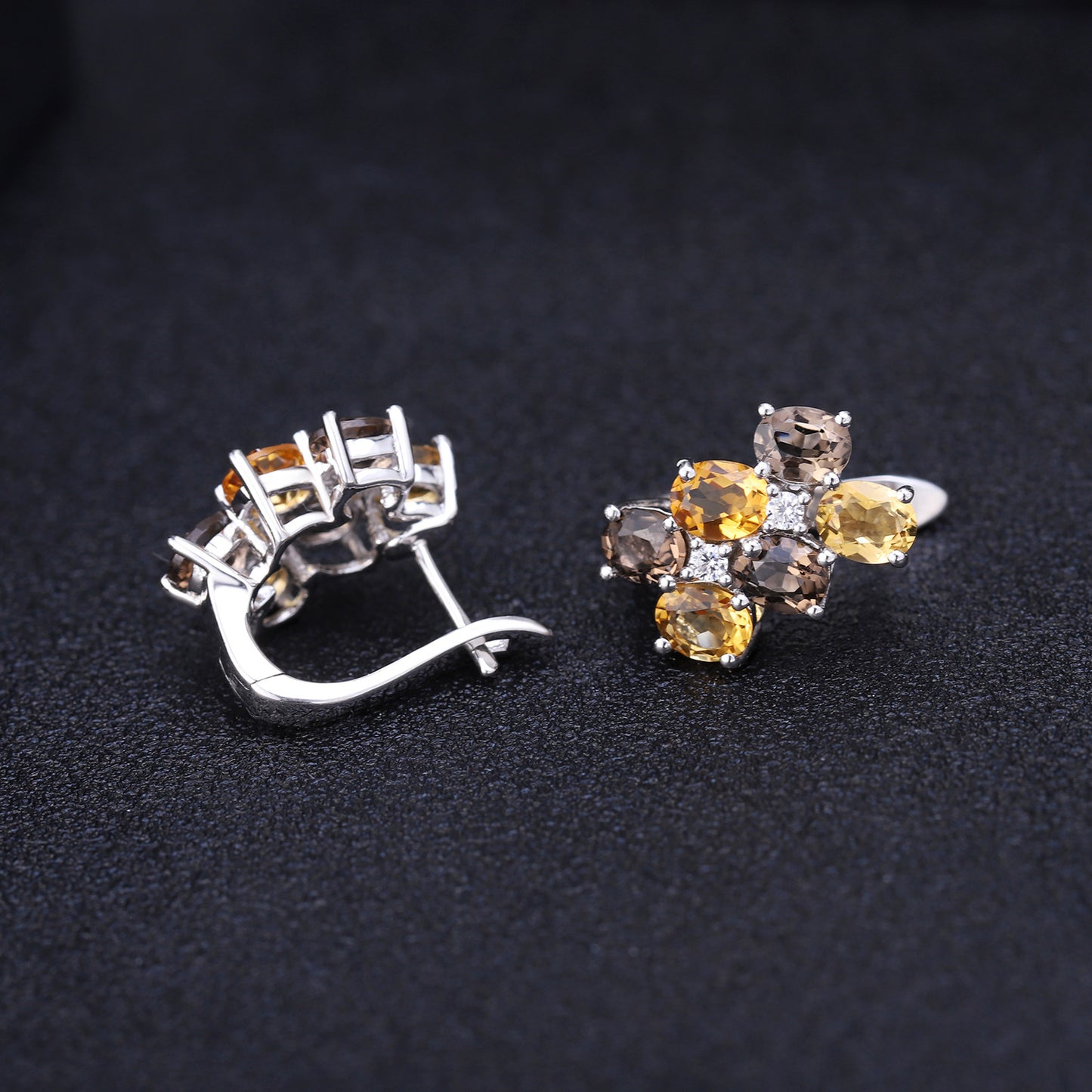 Fashionable natural colored earrings with inlaid yellow crystal gemstones earrings and earrings pendants