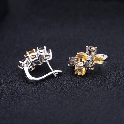 Fashionable natural colored earrings with inlaid yellow crystal gemstones earrings and earrings pendants