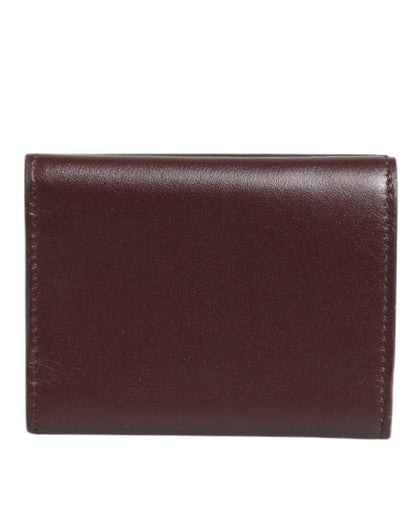 Dolce & Gabbana Leather Embossed Logo Trifold Men Card Holder Dark Brown