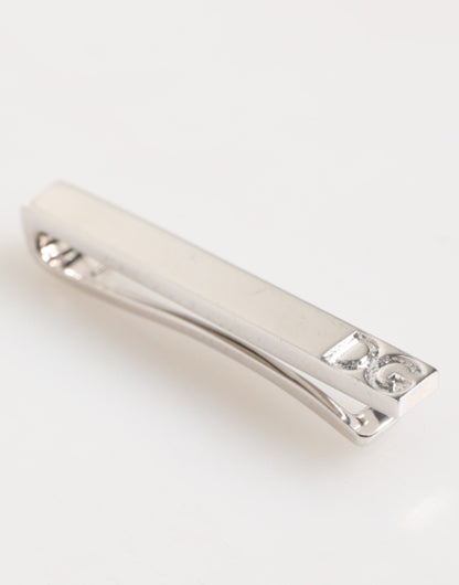 Dolce & Gabbana Silver Tone Brass Logo Branded Men Accessory Tie Clip Bar