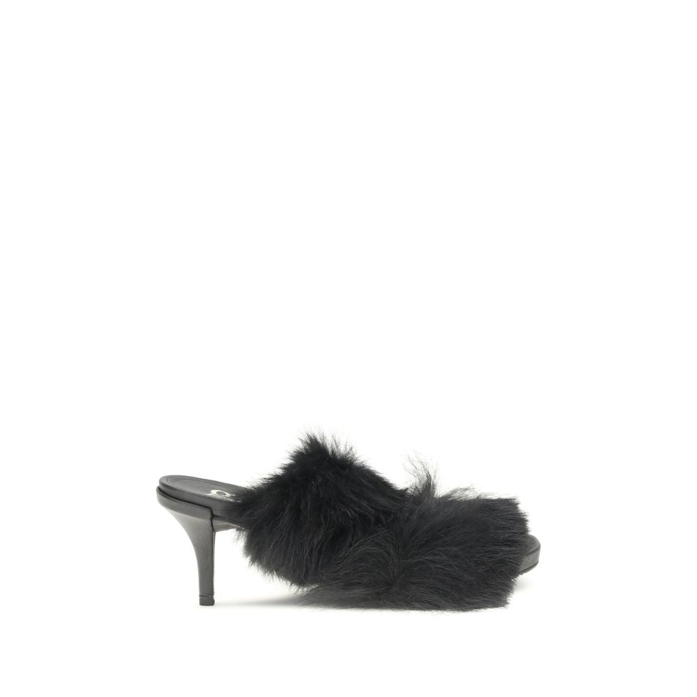 Pedro García Fur-trimmed mules Sandals