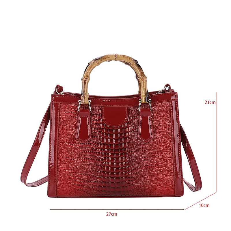 Bolso de hombro de piel de cocodrilo de lujo, bolso de diseñador para mujer