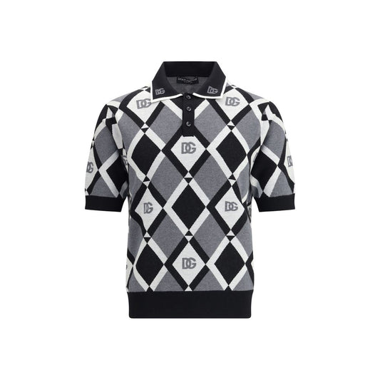 Dolce & Gabbana Diamond knit Polo Sweater