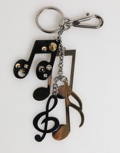 Dolce & Gabbana Silver Musical Note Key Holder Keychain Bag Charm Keyring
