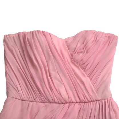 Dolce & Gabbana Pink Silk Strapless Maxi A-line Gown Dress