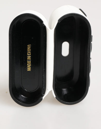 Dolce & Gabbana White Black Rubber Logo Embossed Accessory Airpods Case