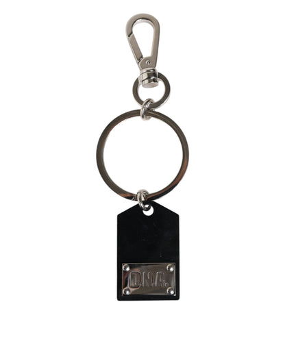 Dolce & Gabbana Black Sint Glass Plaque DG Logo Metal PlateKeychain Keyring