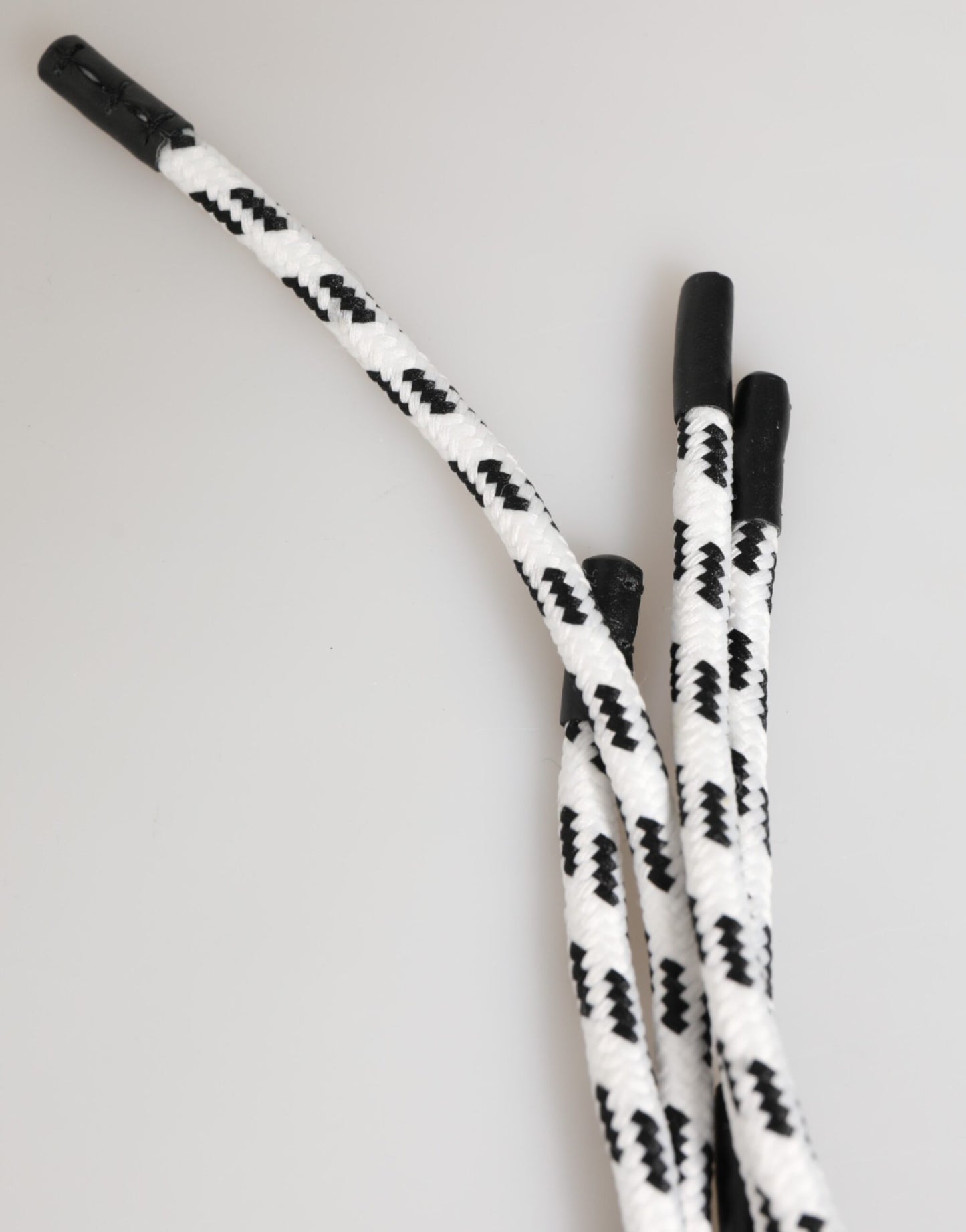 Dolce & Gabbana Black White Polyester Tape String DG Logo Keychain Keyring