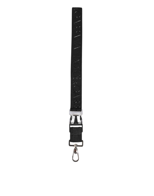 Dolce & Gabbana Black Polyester Stretch Rubberised DG Logo Men Keychain