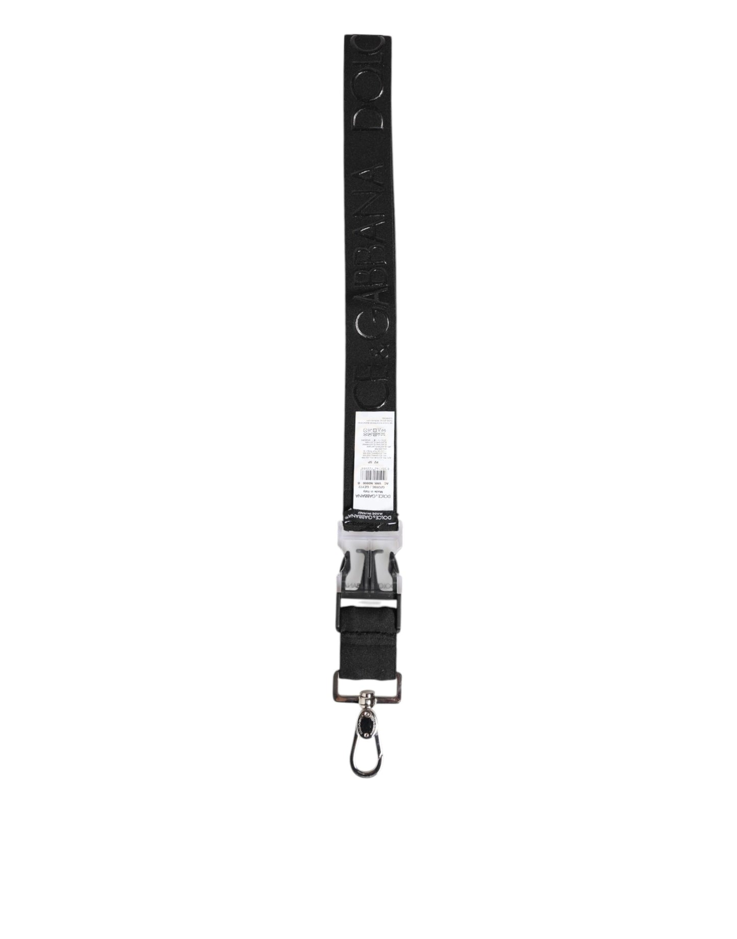 Dolce & Gabbana Black Polyester Stretch Rubberised DG Logo Men Keychain