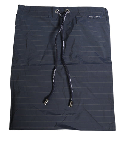 Dolce & Gabbana Navy Blue Polyester Nylon Pinstripe Men's Swimwear
