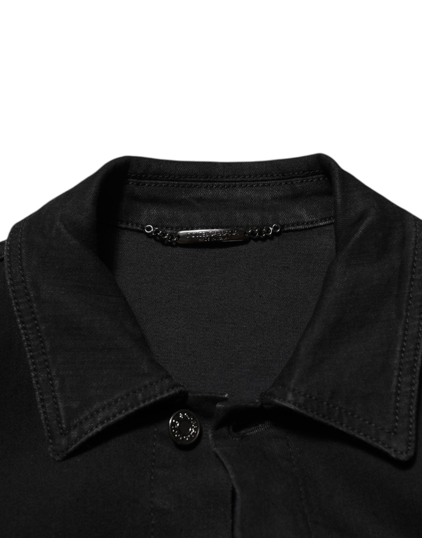 Dolce & Gabbana Black Cotton Denim Stretch Button Up Jacket