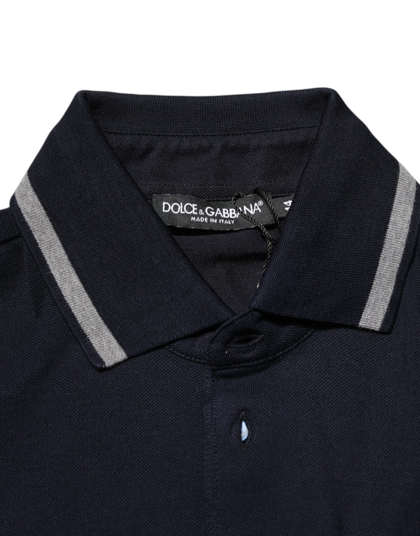 Dolce & Gabbana Navy Blue Cotton Crown Crest Logo Men T-Shirt
