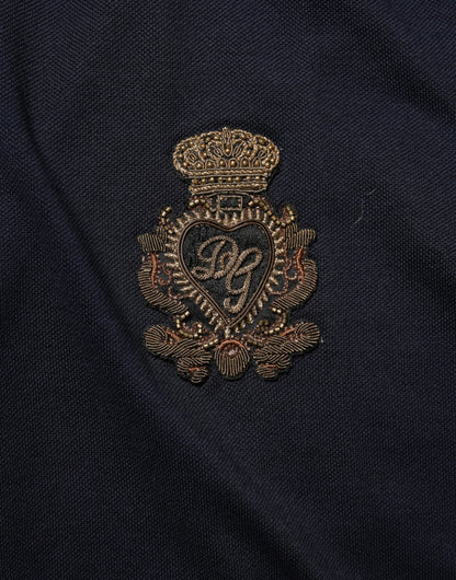 Dolce & Gabbana Navy Blue Cotton Crown Crest Logo Men T-Shirt