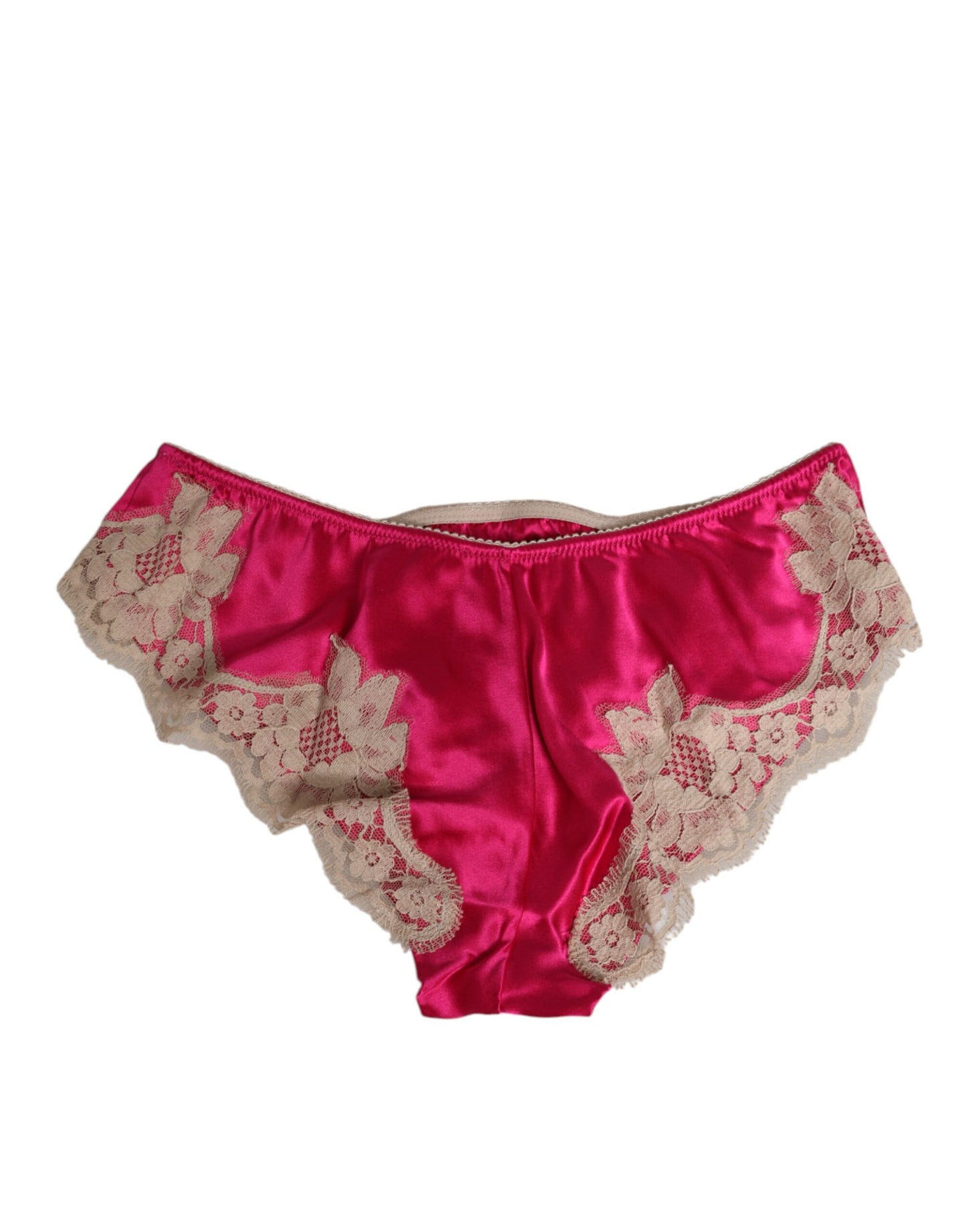 Dolce & Gabbana Pink Silk Satin Lace Trim New Slip Underwear