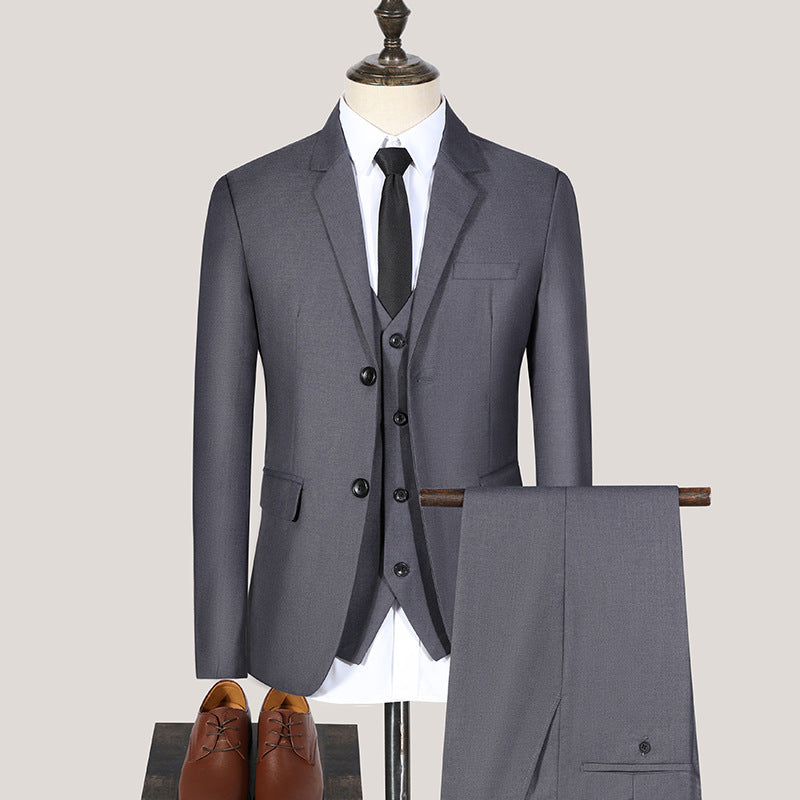 Conjunto de traje juvenil de corte entallado de primavera y otoño para hombre, conjunto de tres piezas para boda, traje de padrino de boda