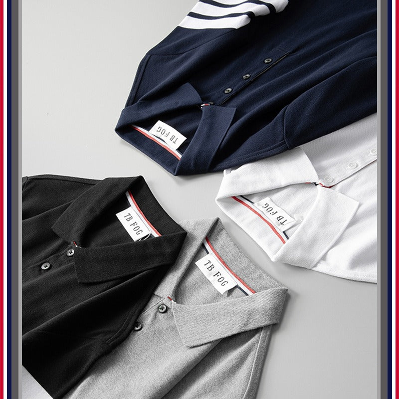 Polo de algodón a rayas, moderna camiseta informal para hombre, con solapa y manga corta.