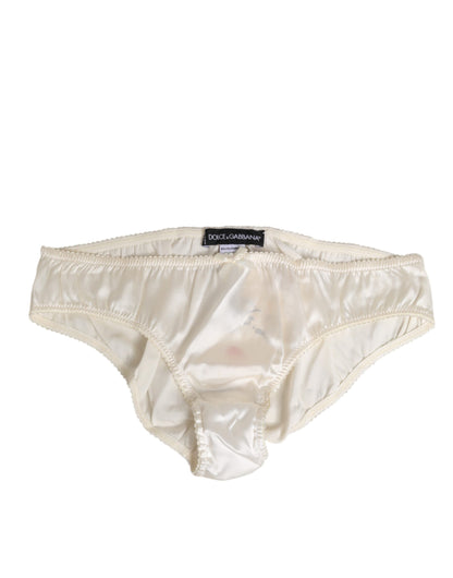 Dolce & Gabbana White Silk Satin Lingerie Panty  Underwear