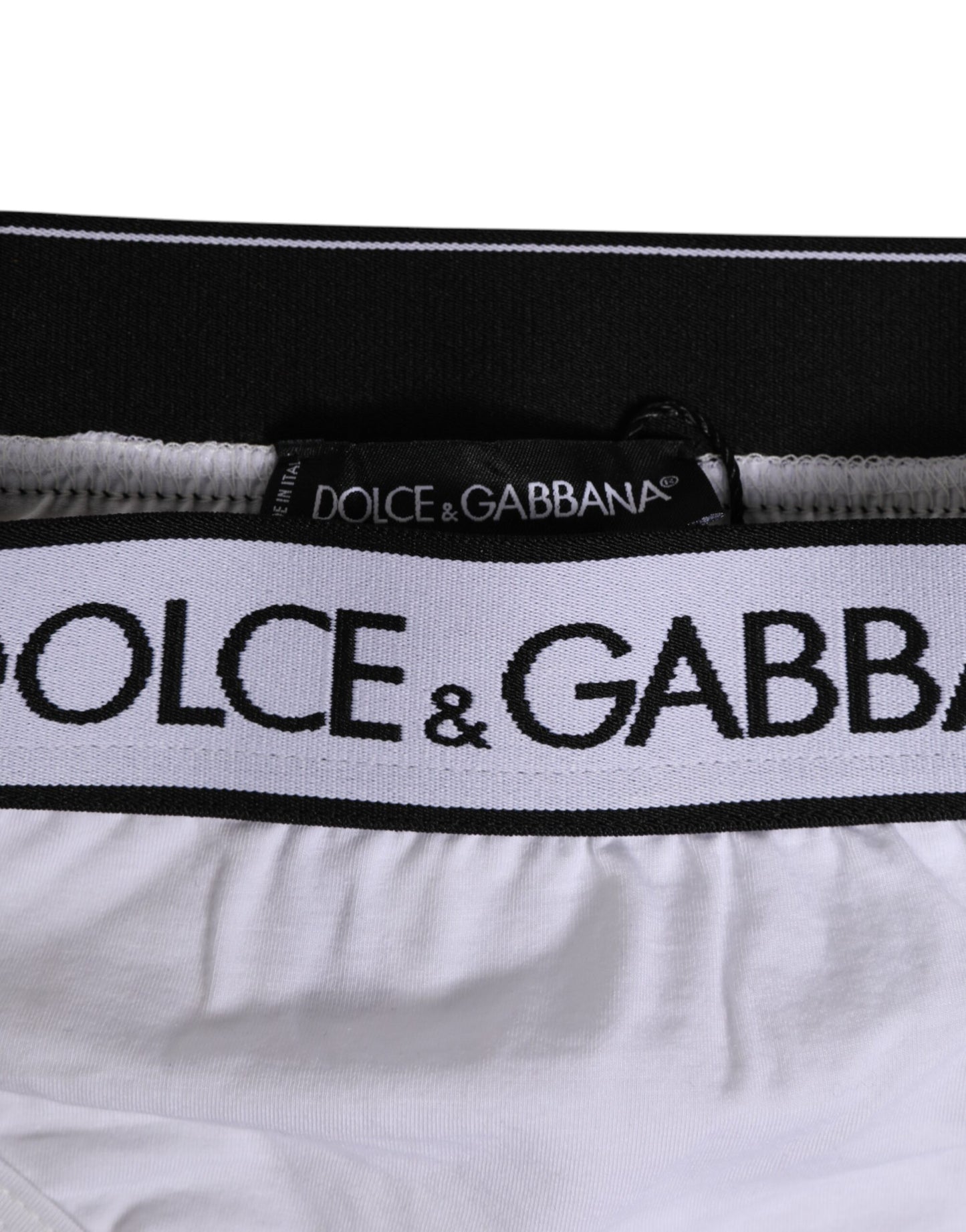 Dolce & Gabbana White Logo Waistband Modal Cotton Thong  Underwear