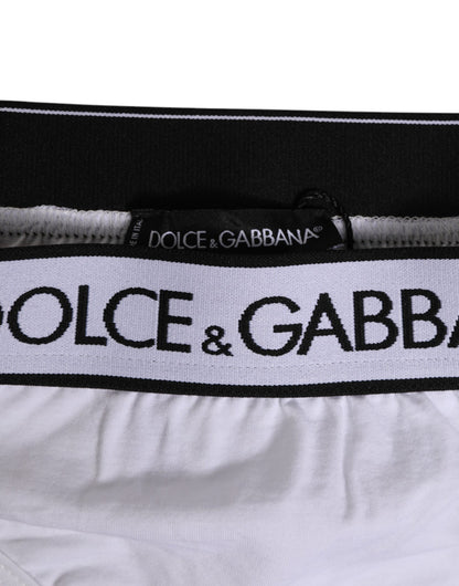 Dolce & Gabbana White Logo Waistband Modal Cotton Thong  Underwear