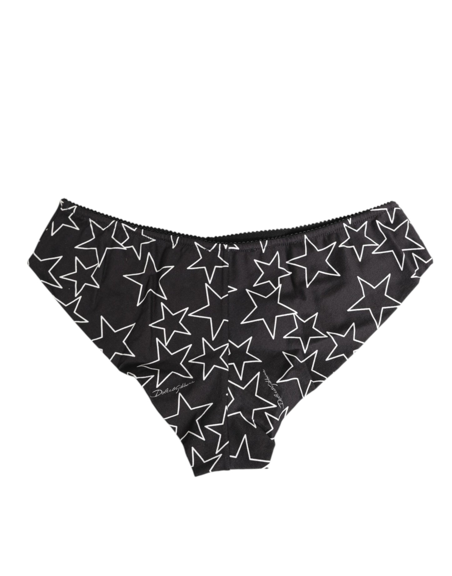 Dolce & Gabbana Black White Star Print Cotton Slip Panty Underwear