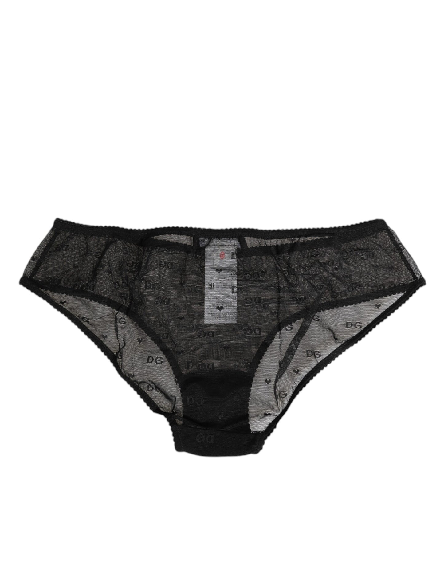 Dolce & Gabbana Black Sheer Mesh Lace Polka Dot Logo Underwear