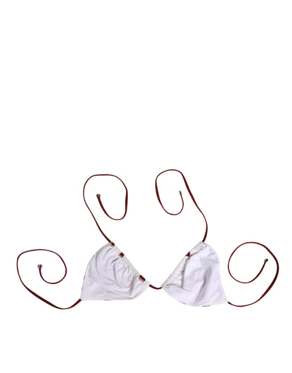 Dolce & Gabbana White Red Polka Dot Floral Print Triangle