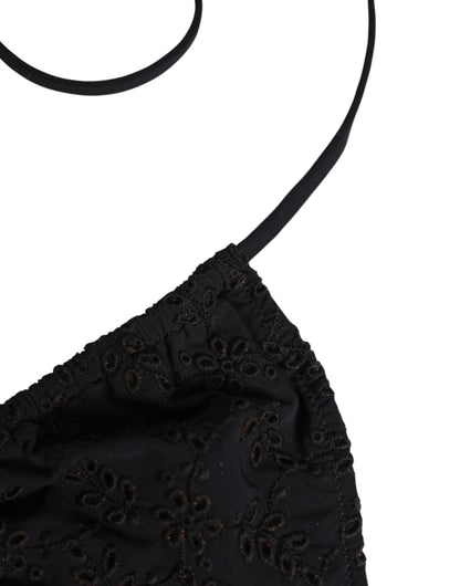 Dolce & Gabbana Black Embroidered Triangle Swimwear Underwear