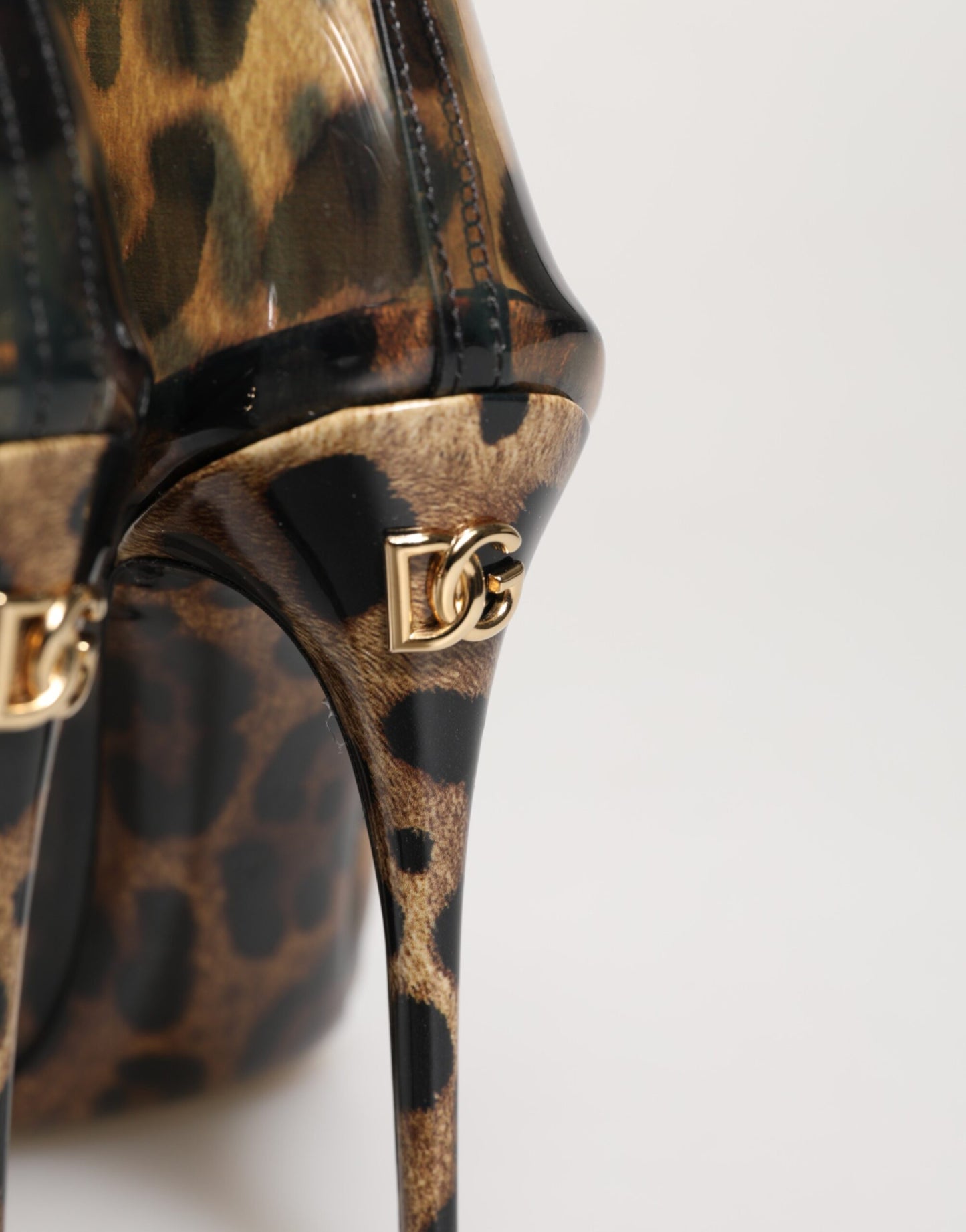 Dolce & Gabbana Leopard Print PVC Pointed Toe Boots Shoes