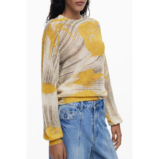 Desigual Yellow Wool Women Sweater