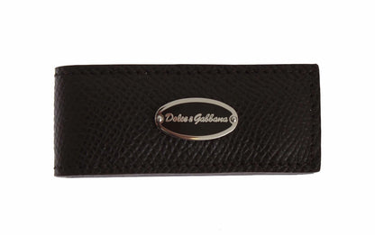 Dolce & Gabbana Brown Leather Magnet Mens Money Cash Clip
