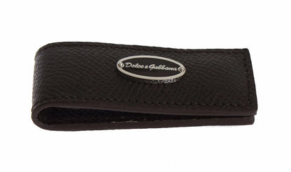 Dolce & Gabbana Brown Leather Magnet Mens Money Cash Clip