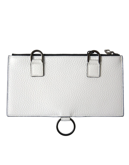 Dolce & Gabbana White Calfskin Leather Large Crossbody Card Holder Wallet