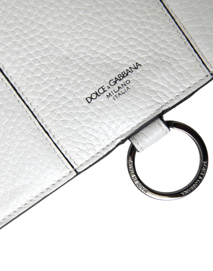 Dolce & Gabbana White Calfskin Leather Large Crossbody Card Holder Wallet