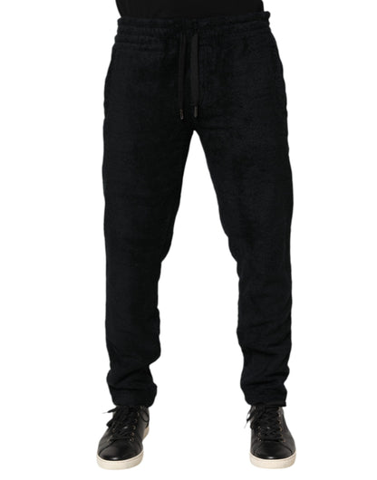 Dolce & Gabbana Black Cotton Logo Men Jogger Sweatpants Pants