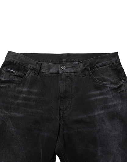 Dolce & Gabbana Black Washed Cotton Skinny Men Denim Jeans