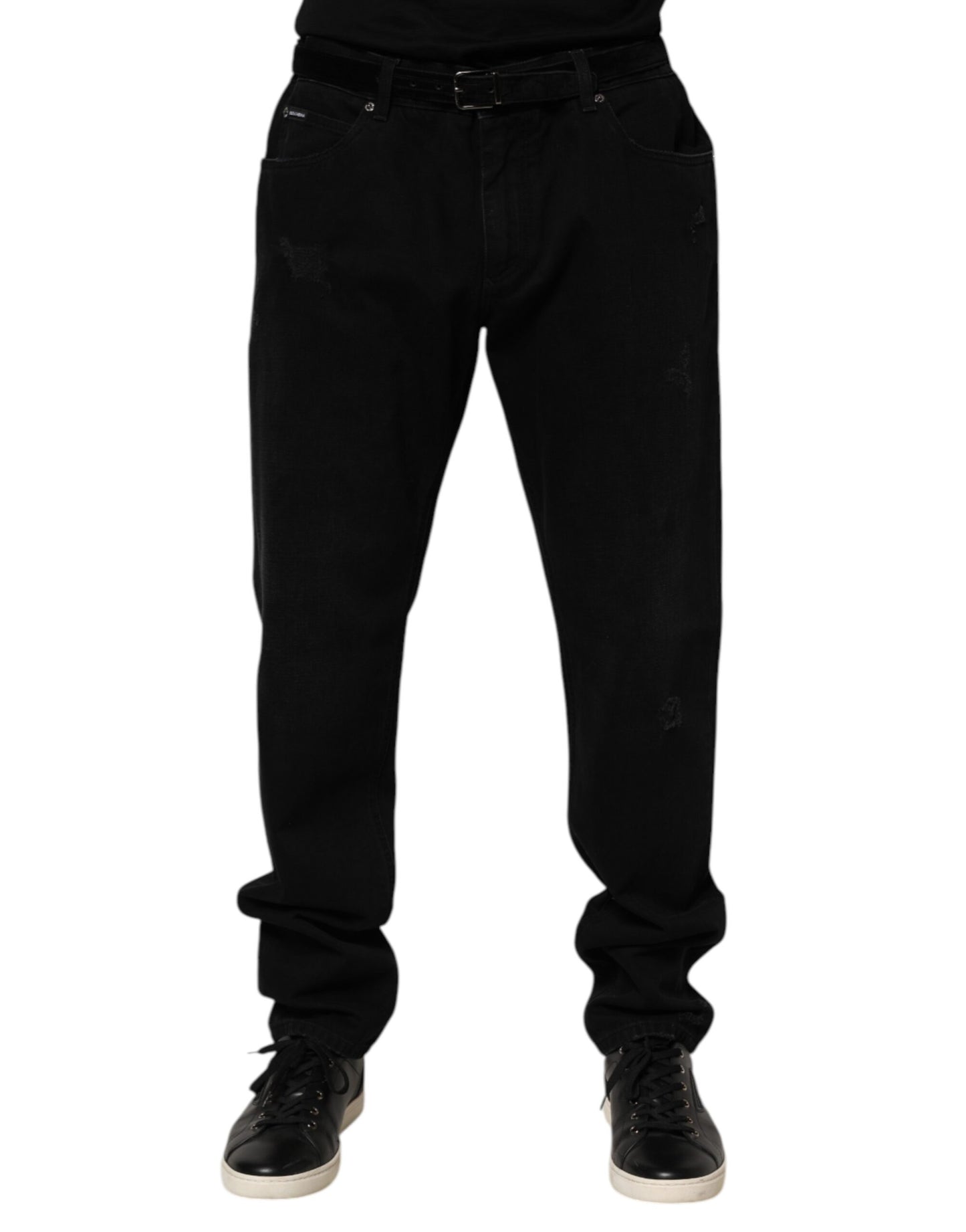 Dolce & Gabbana Black Cotton Regular Denim Men Trouser Jeans