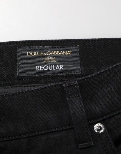 Dolce & Gabbana Black Cotton Regular Denim Men Trouser Jeans