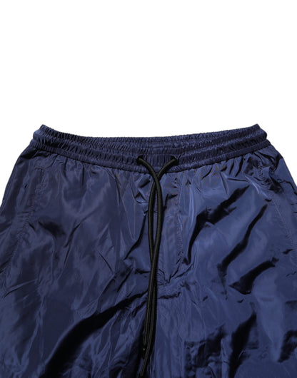 Dolce & Gabbana Blue Nylon Straight Jogger Sweatpants Pants