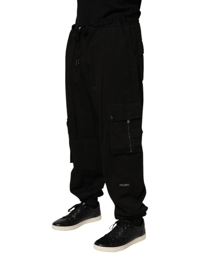 Dolce & Gabbana Black Cotton Cargo Jogger Sweatpants Pants